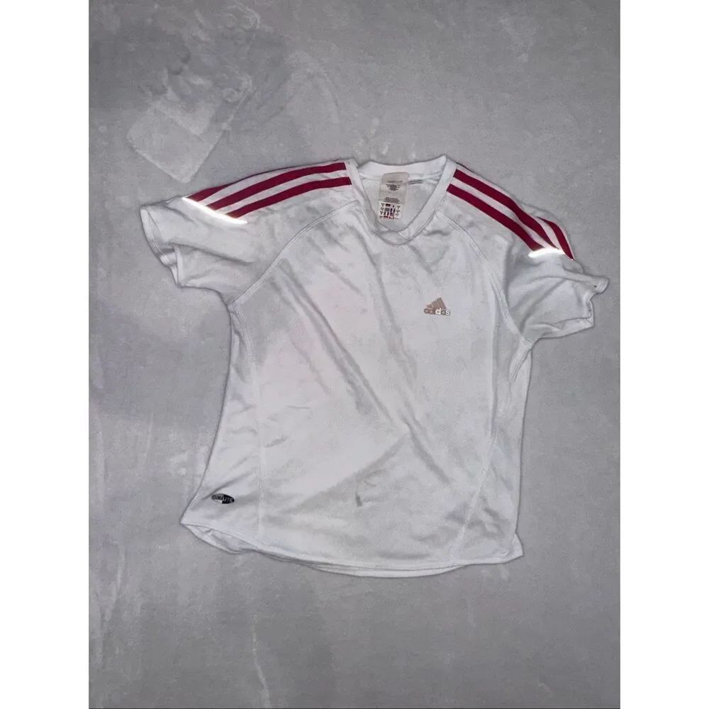 Adidas tee shirt white and red size S